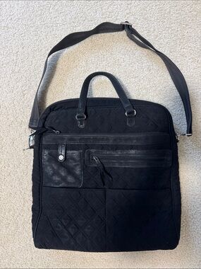 Vera Bradley Black Quilted Work Bag with Crossbody Strap